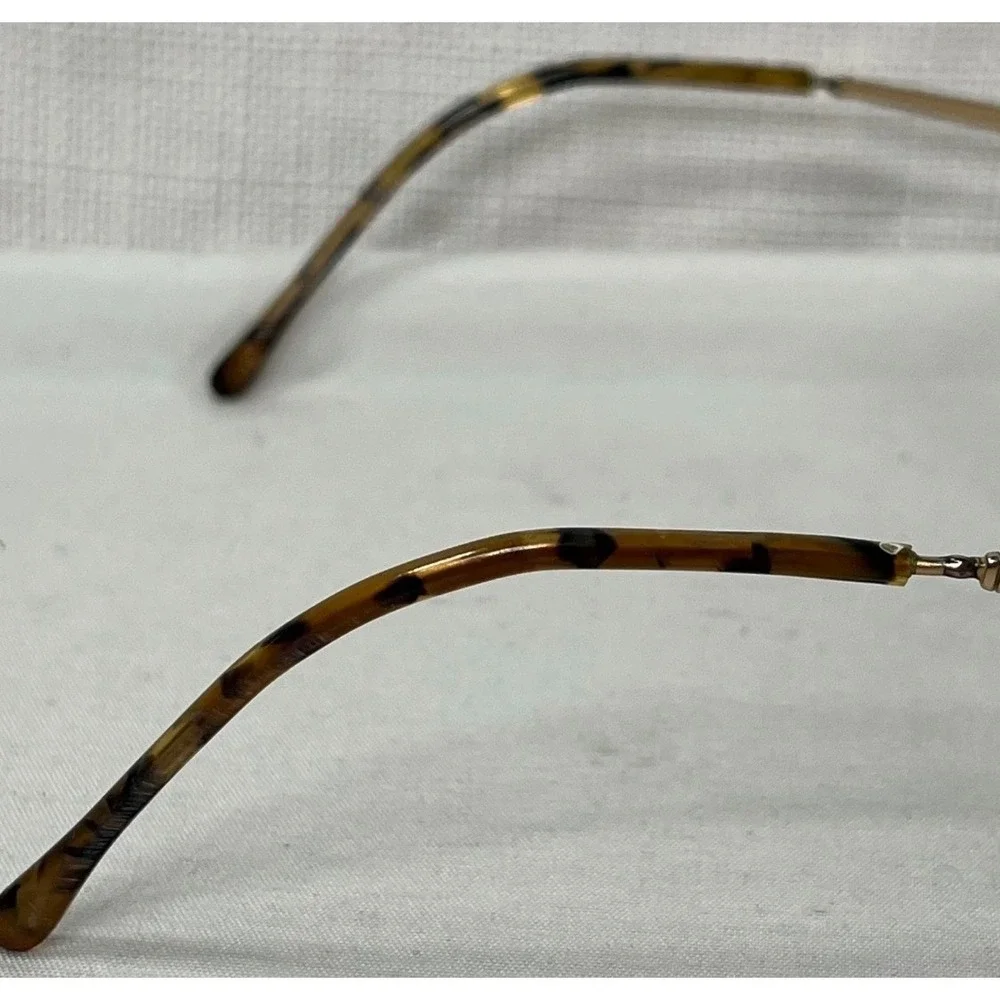 Vintage Gold Metal Oval Sunglasses with Tortoise Temples and Case